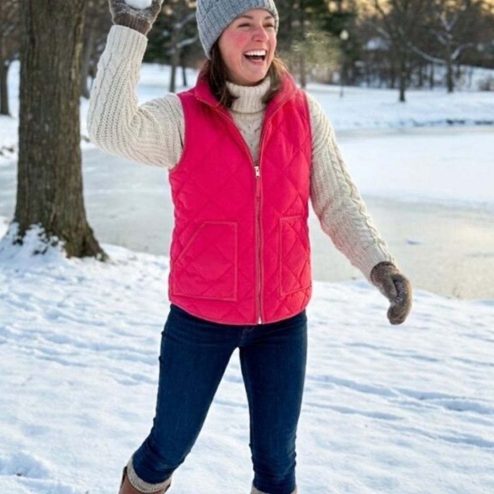 J Crew Women's Pink Puffer Vest